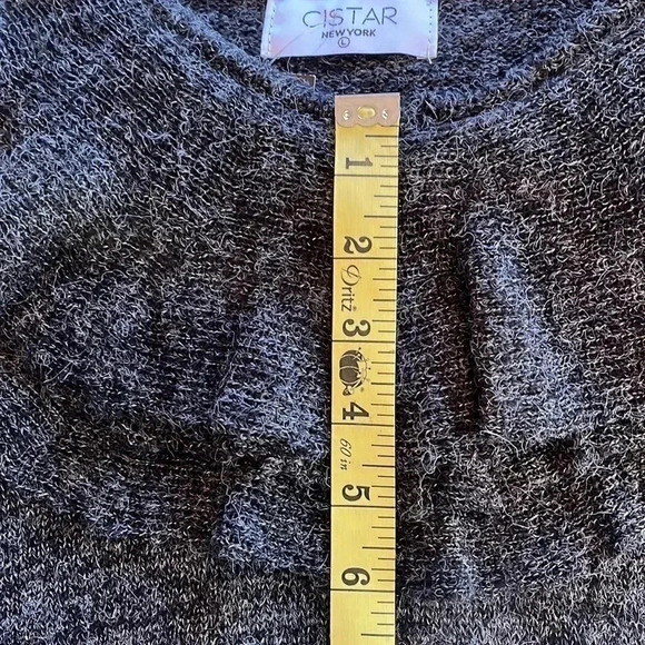 NWT Wool Blend Sweater Womens Large Gray Cropped Cottagecore Feminine Ruffle - Picture 11 of 16